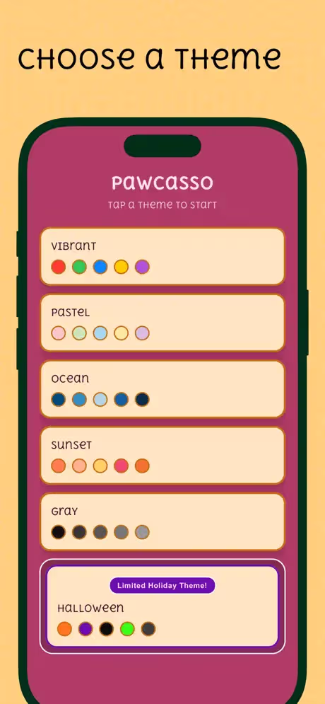 Pawcasso theme selection screen